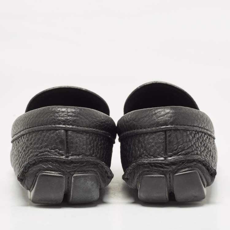 Pre Owned Prada Black Leather Slip On Loafers Size 41