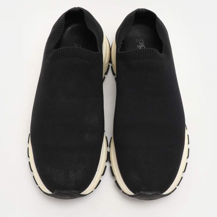 Pre Owned Prada Black Knit Fabric Low Top Sneakers Size 41