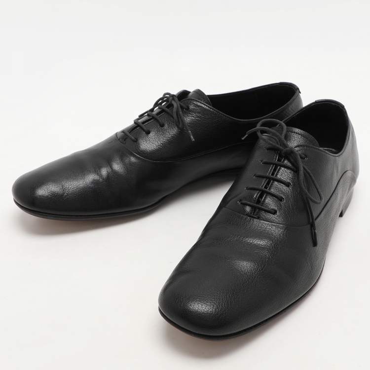 Pre Owned Prada Black Leather Lace Up Oxfords Size 42