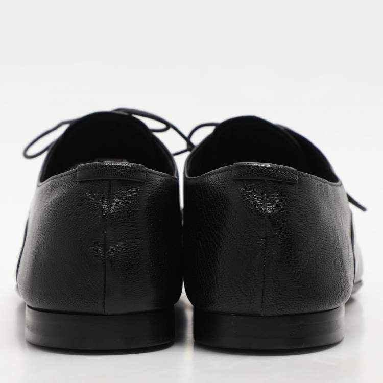 Pre Owned Prada Black Leather Lace Up Oxfords Size 42