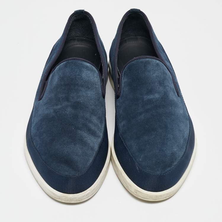 Pre Owned Prada Blue Suede Slip On Sneakers Size 43