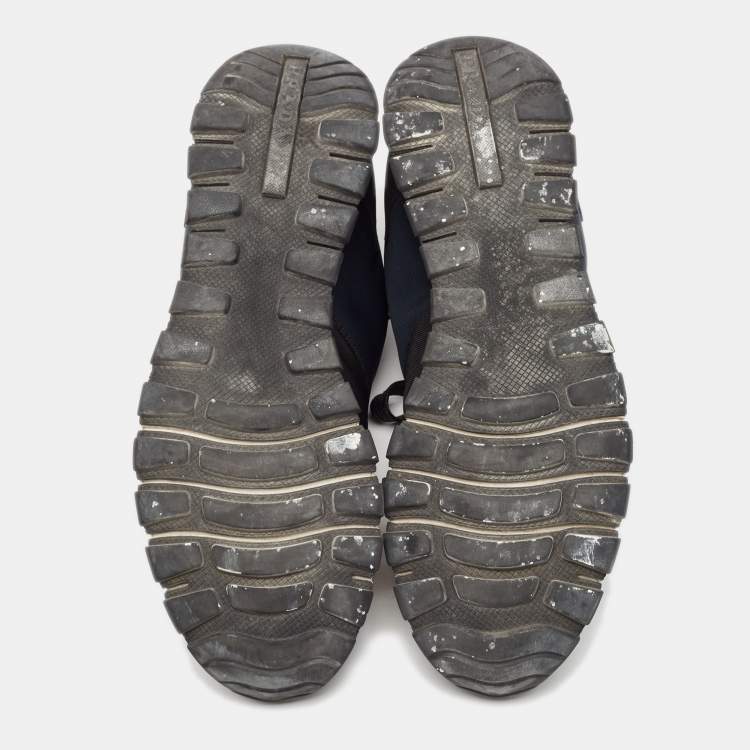 Pre Owned Prada Sport Black/Blue Canvas Low-Top Sneakers Size 46