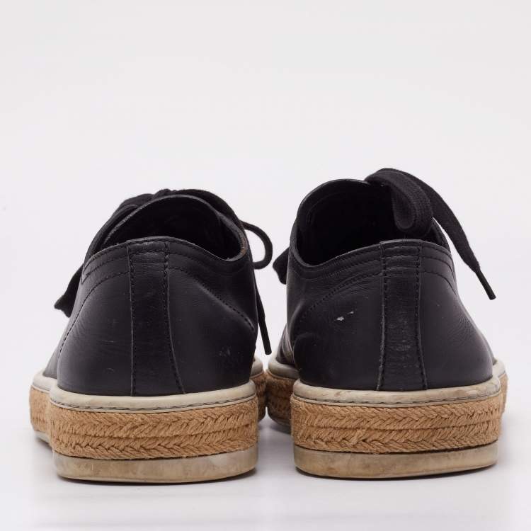 Pre Owned Prada Sport Black Perforated Leather Lace Up Sneakers Size 42.5