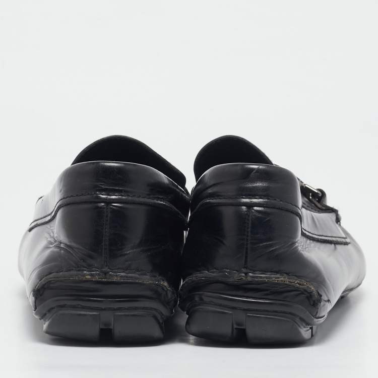 Pre Owned Prada Black Leather Slip On Loafers Size 43
