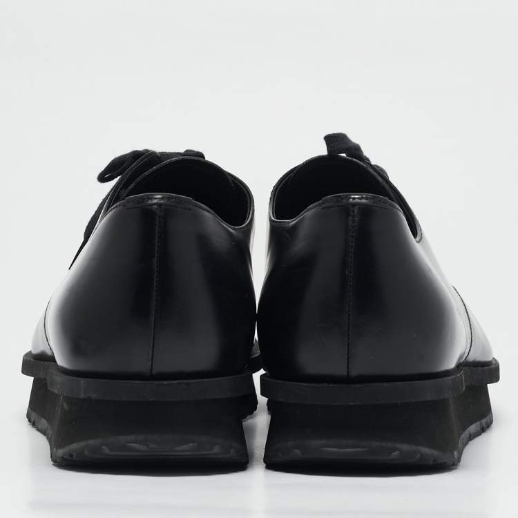 Pre Owned Prada Black Leather Lace Up Derby Size 43