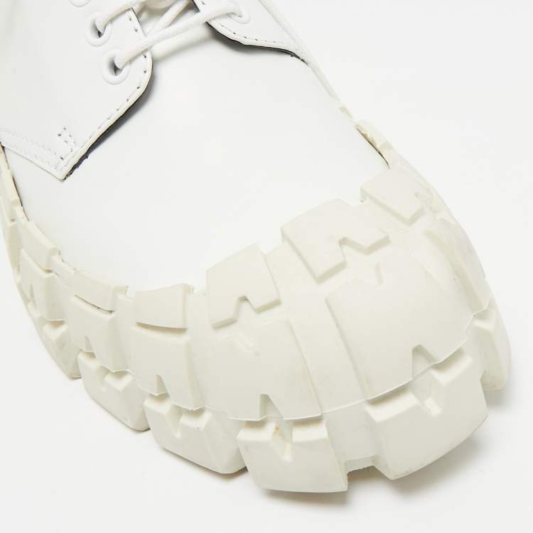 Pre Owned Prada White Brushed Leather Tyre Sole Derby Size 41
