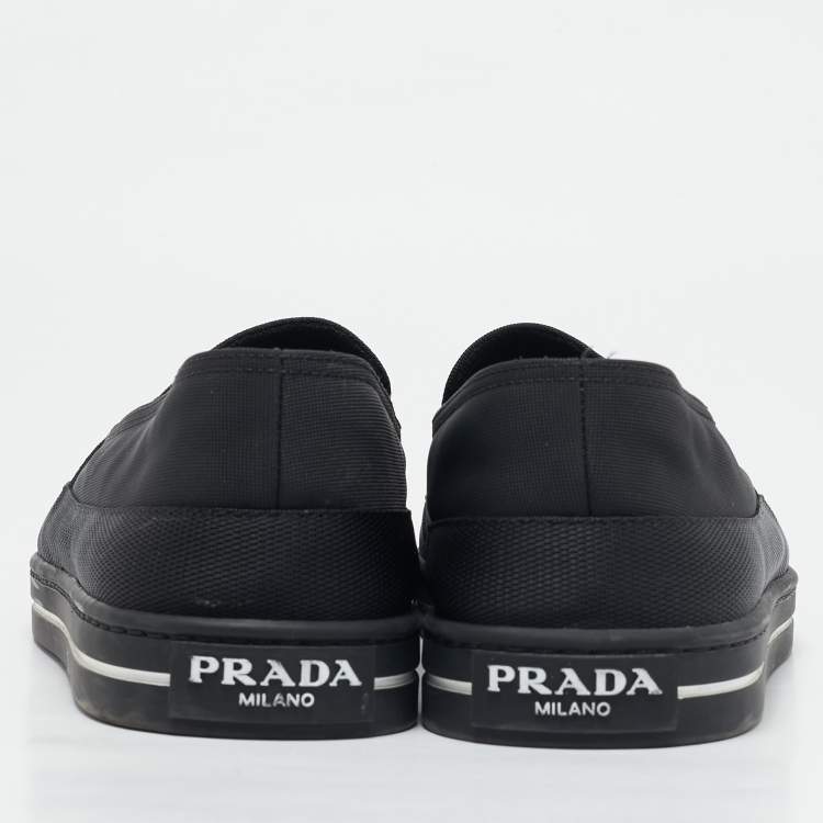 Pre Owned Prada Blue Canvas Slip On Sneakers Size 43.5