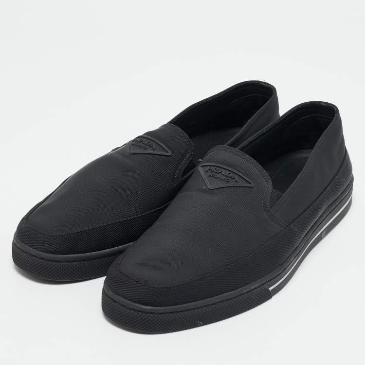 Pre Owned Prada Blue Canvas Slip On Sneakers Size 43.5