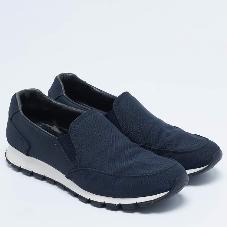 Pre Owned Prada Navy Blue Canvas Low Top Sneakers Size 43