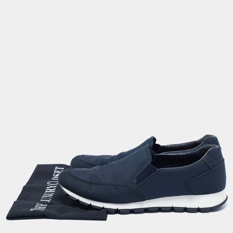 Pre Owned Prada Navy Blue Canvas Low Top Sneakers Size 43