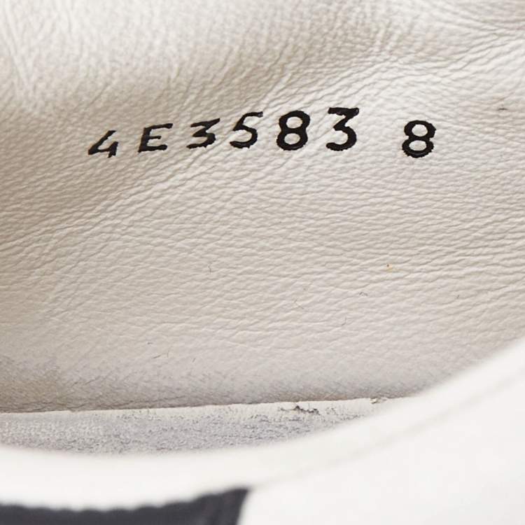 مملوكة مسبقًا Prada White/Black Leather Macro Low Top Sneakers Size 42