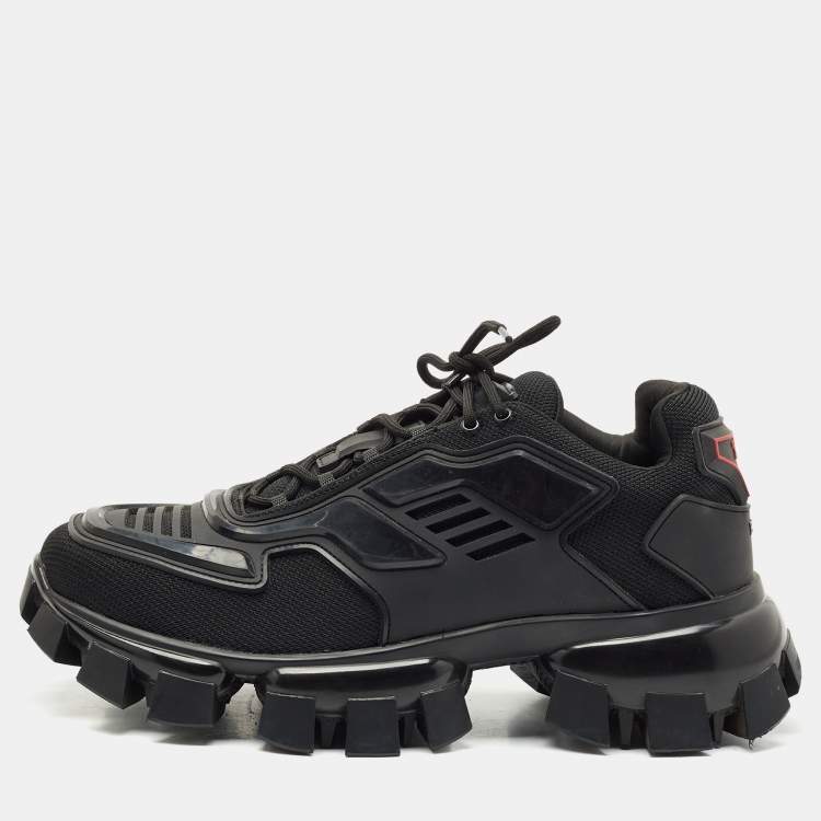 Pre Owned Prada Black Canvas and Rubber Cloudbust Thunder Sneakers Size 43