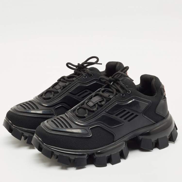 Pre Owned Prada Black Canvas and Rubber Cloudbust Thunder Sneakers Size 43