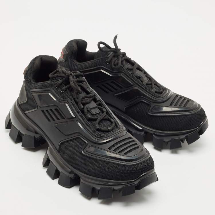 Pre Owned Prada Black Canvas and Rubber Cloudbust Thunder Sneakers Size 43