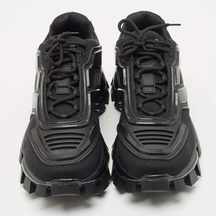 Pre Owned Prada Black Canvas and Rubber Cloudbust Thunder Sneakers Size 43