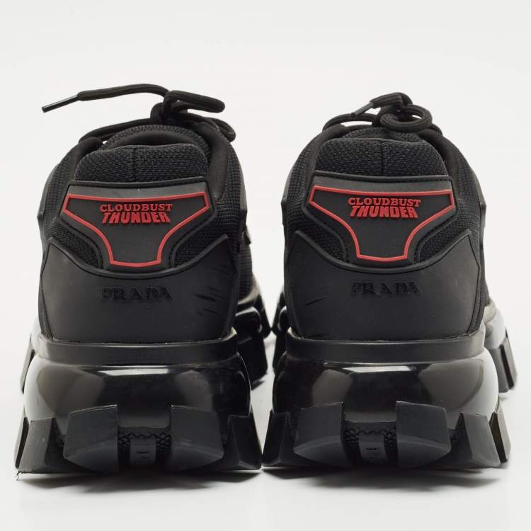 Pre Owned Prada Black Canvas and Rubber Cloudbust Thunder Sneakers Size 43