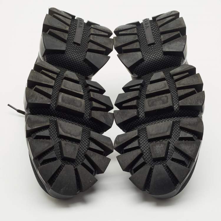 Pre Owned Prada Black Canvas and Rubber Cloudbust Thunder Sneakers Size 43
