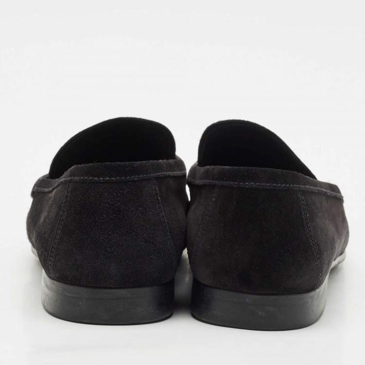 Pre Owned Prada Black Suede Penny Slip On Loafers Size 41