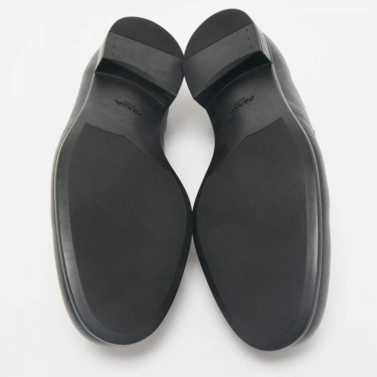 Pre Owned Prada Black Saffiano Leather Slip On Loafers Size 43