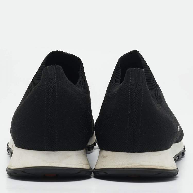 Pre Owned Prada Black Knit Fabric Slip On Sneakers Size 40.5