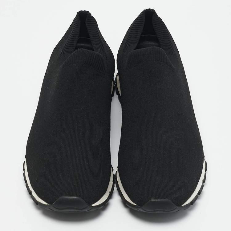 Pre Owned Prada Black Knit Fabric Slip On Sneakers Size 40.5
