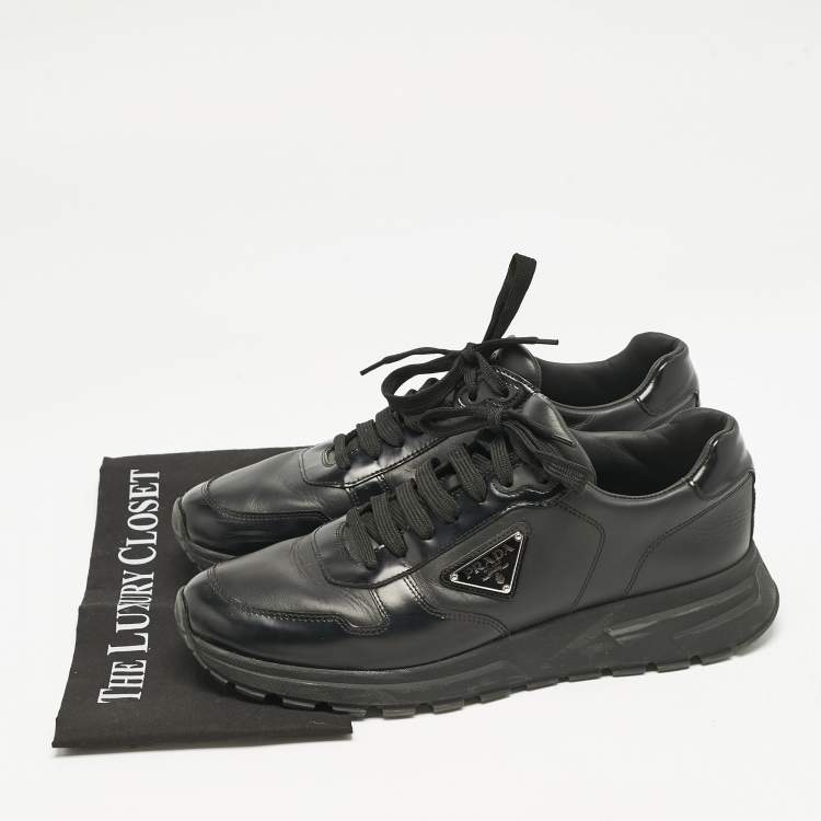 Pre Owned Prada Black Leather Prax 01 Low Top Sneakers Size 43
