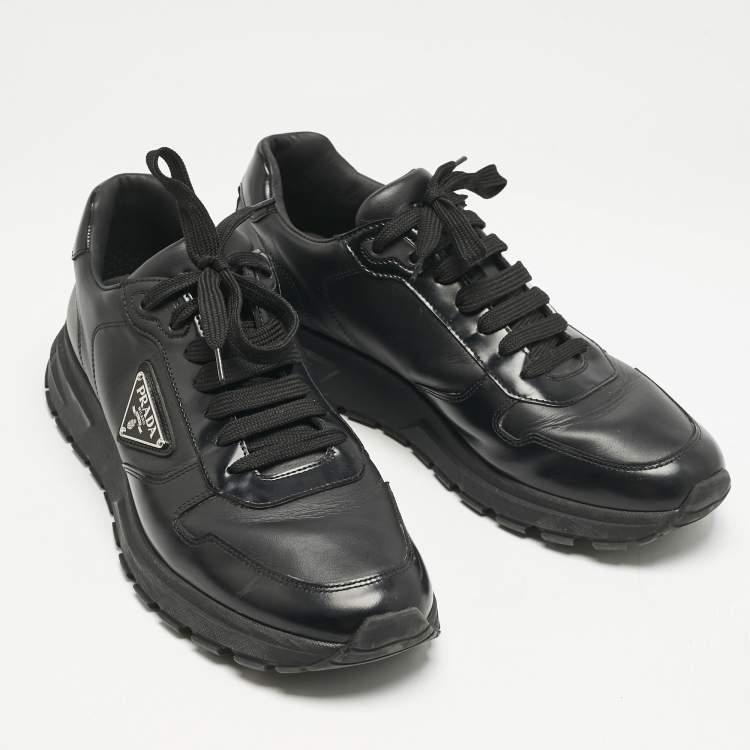 Pre Owned Prada Black Leather Prax 01 Low Top Sneakers Size 43
