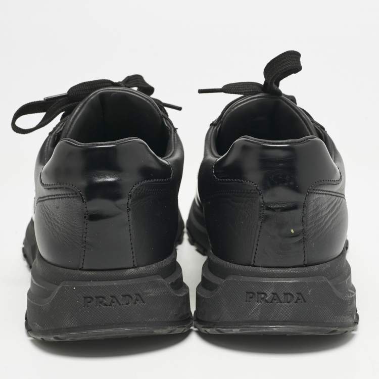 Pre Owned Prada Black Leather Prax 01 Low Top Sneakers Size 43