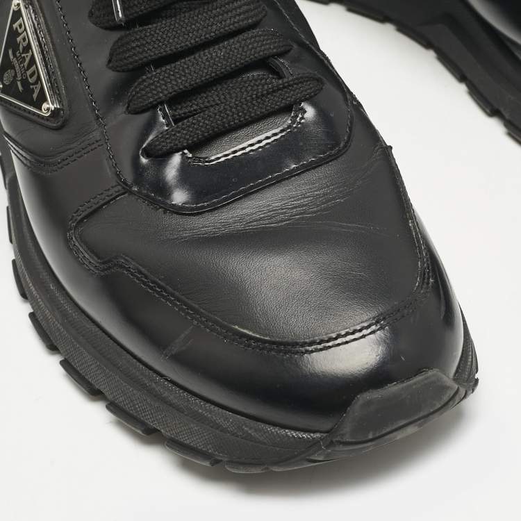 Pre Owned Prada Black Leather Prax 01 Low Top Sneakers Size 43