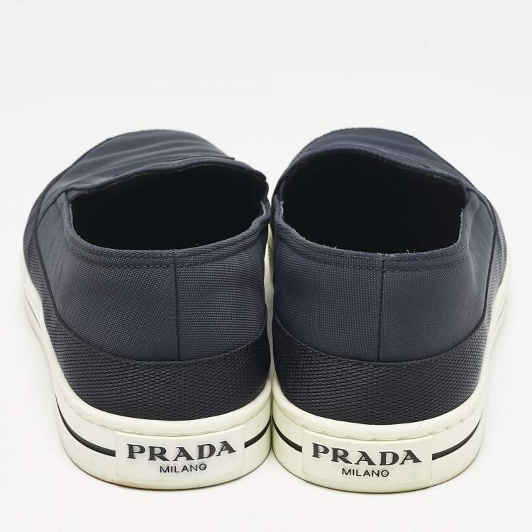 Pre Owned Prada Navy Blue Canvas Low Top Sneakers Size 42.5