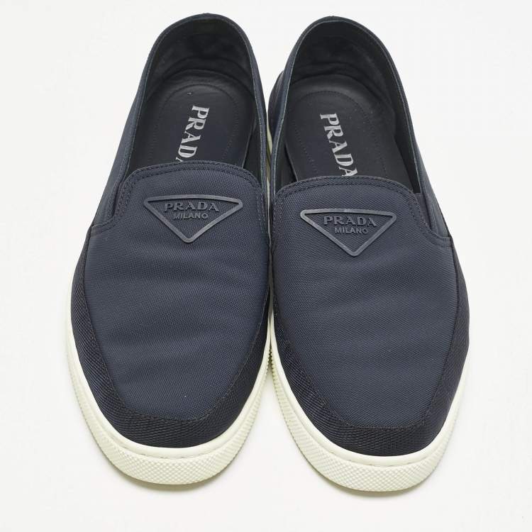 Pre Owned Prada Navy Blue Canvas Low Top Sneakers Size 42.5
