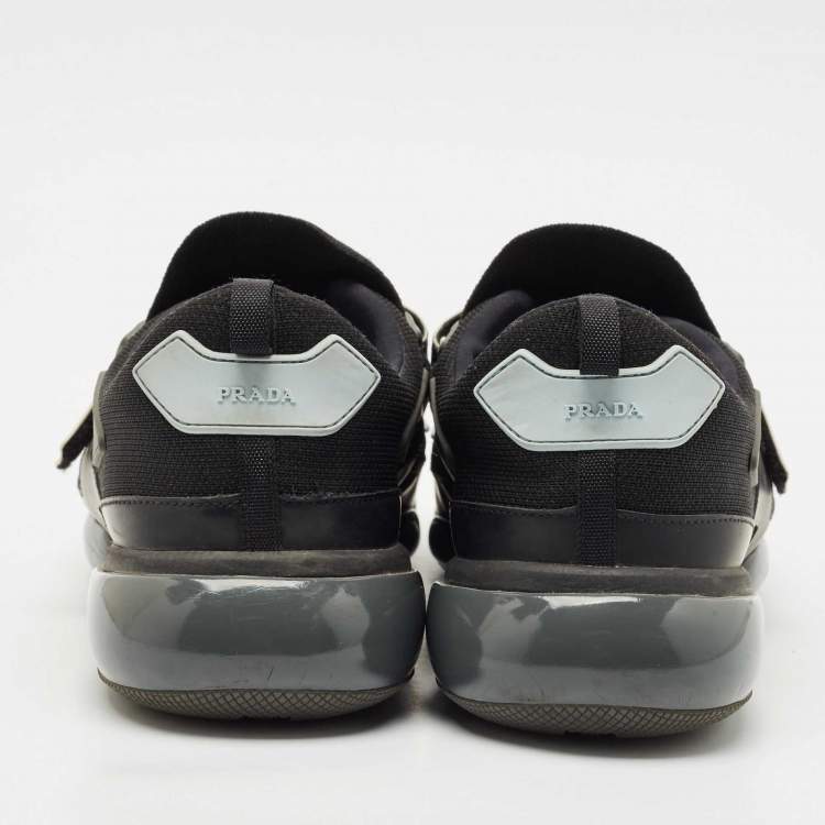 Pre Owned Prada Black  Knit Fabric And Leather Cloudbust Sneakers Size 42.5