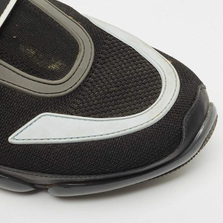 Pre Owned Prada Black  Knit Fabric And Leather Cloudbust Sneakers Size 42.5
