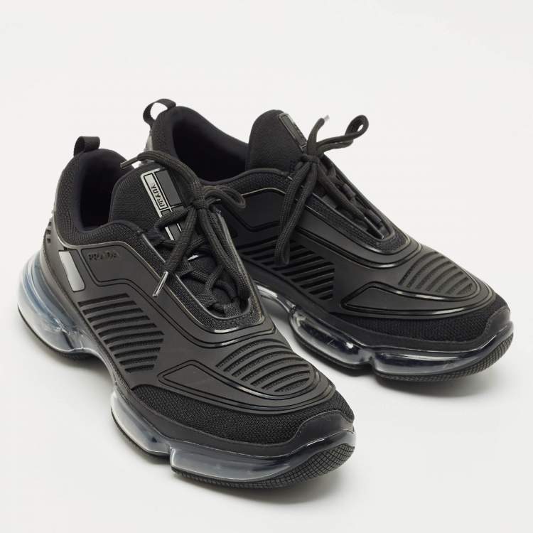 Pre Owned Prada Black Knit Fabric and Rubber Cloudbust Sneakers Size 41