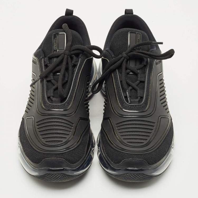 Pre Owned Prada Black Knit Fabric and Rubber Cloudbust Sneakers Size 41
