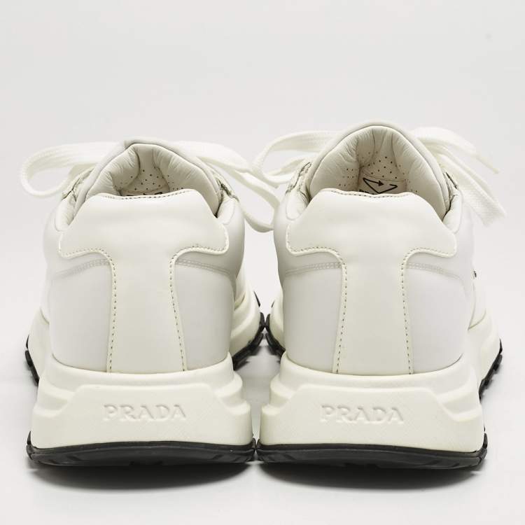 Pre Owned Prada White Leather and Nylon Prax 01 Sneakers Size 41