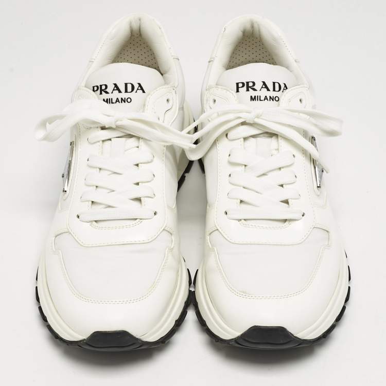 Pre Owned Prada White Leather and Nylon Prax 01 Sneakers Size 41