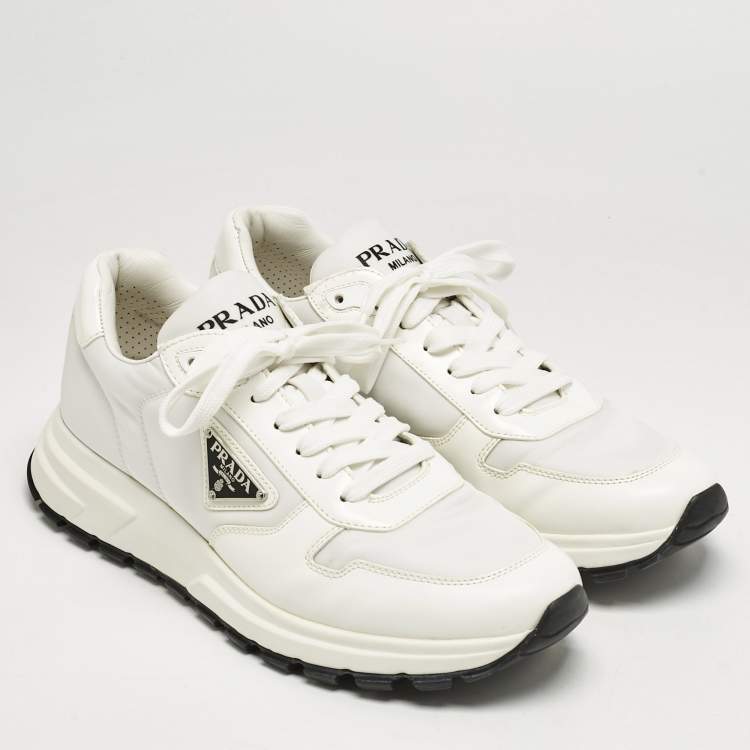 Pre Owned Prada White Leather and Nylon Prax 01 Sneakers Size 41