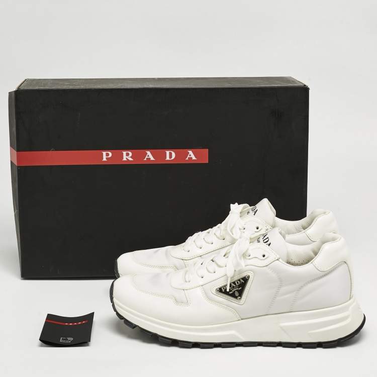 Pre Owned Prada White Leather and Nylon Prax 01 Sneakers Size 41