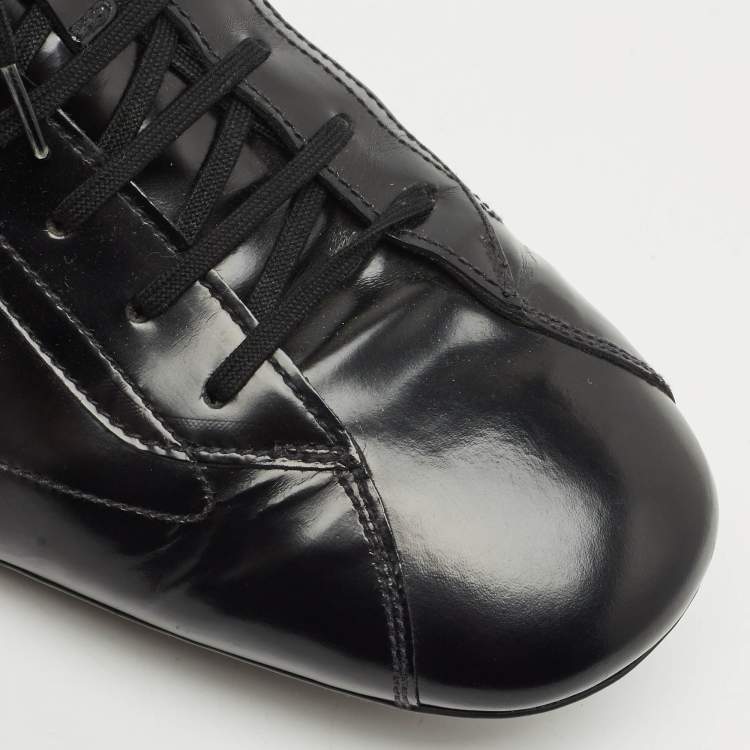 Pre Owned Prada Black Leather Low Top Sneakers Size 43