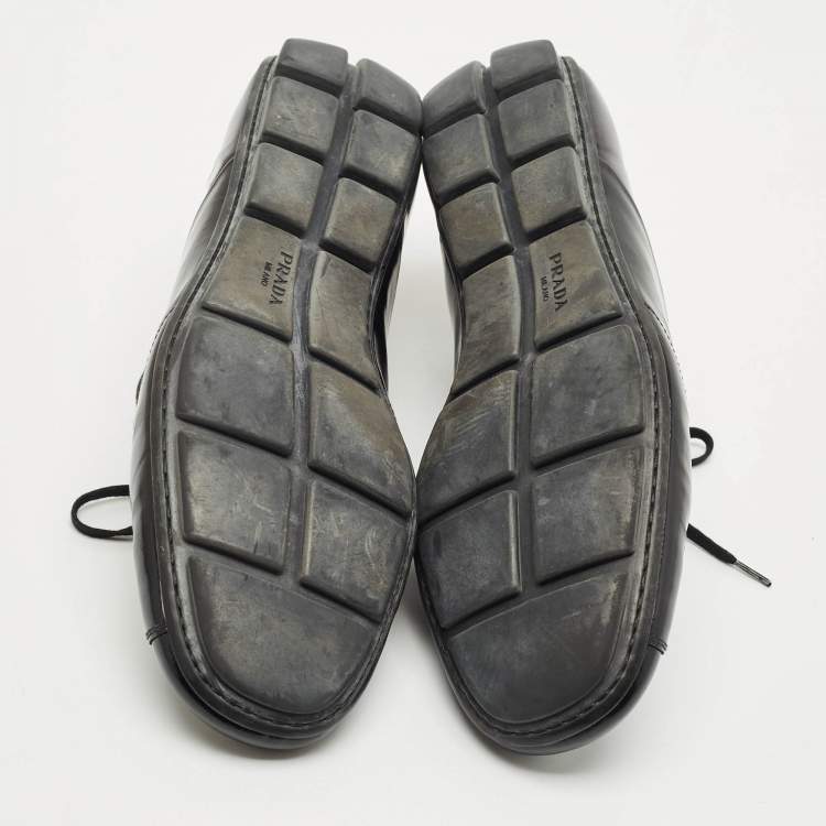 Pre Owned Prada Black Leather Low Top Sneakers Size 43