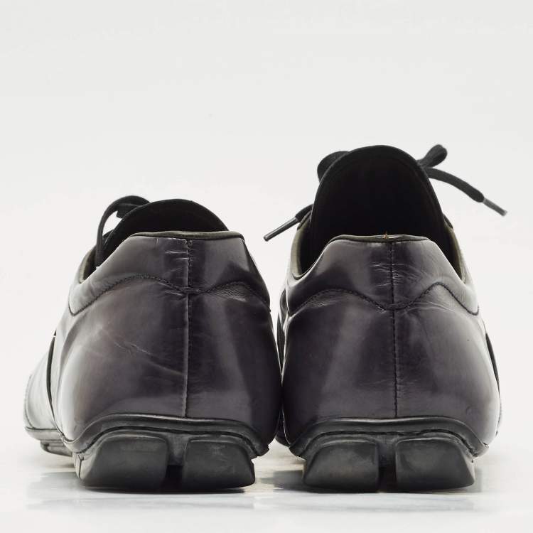 Pre Owned Prada Black Leather Low Top Sneakers Size 43