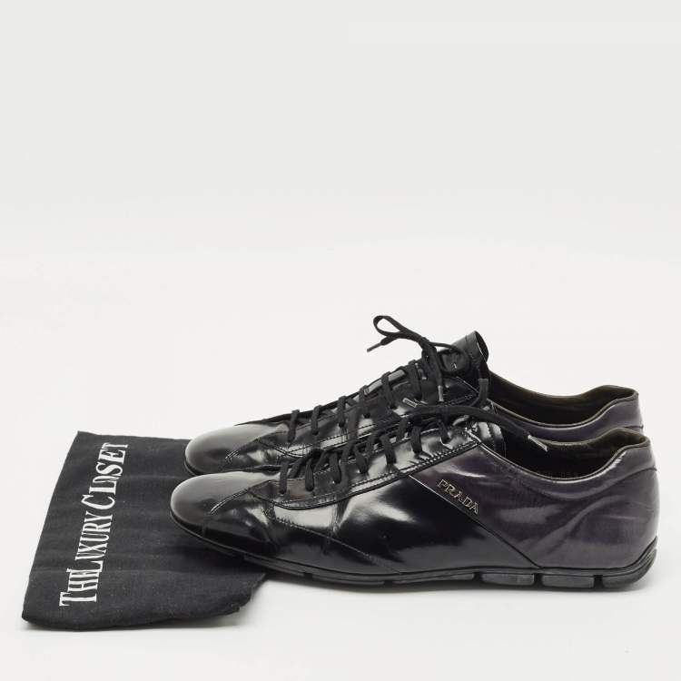 Pre Owned Prada Black Leather Low Top Sneakers Size 43