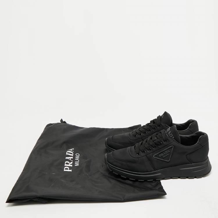 Pre Owned Prada Black Re-Nylon Prax Logo Low Top Sneakers Size 40