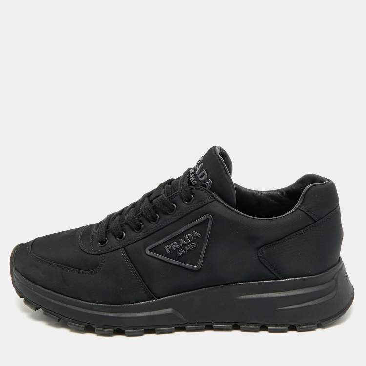 Pre Owned Prada Black Re-Nylon Prax Logo Low Top Sneakers Size 40