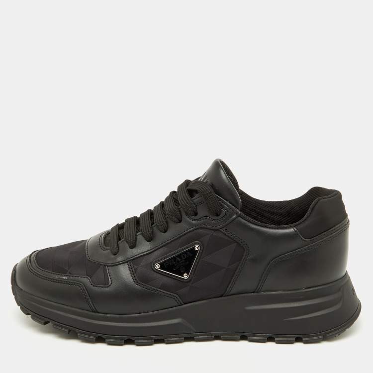 Pre Owned Prada Black Leather and Re-Nylon Prax 1 Low Top Sneakers Size 40