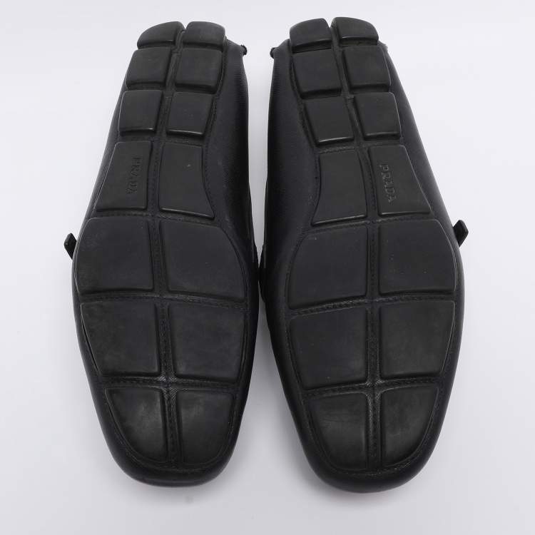 Pre Owned Prada Black Patent Leather Loafers Size 45