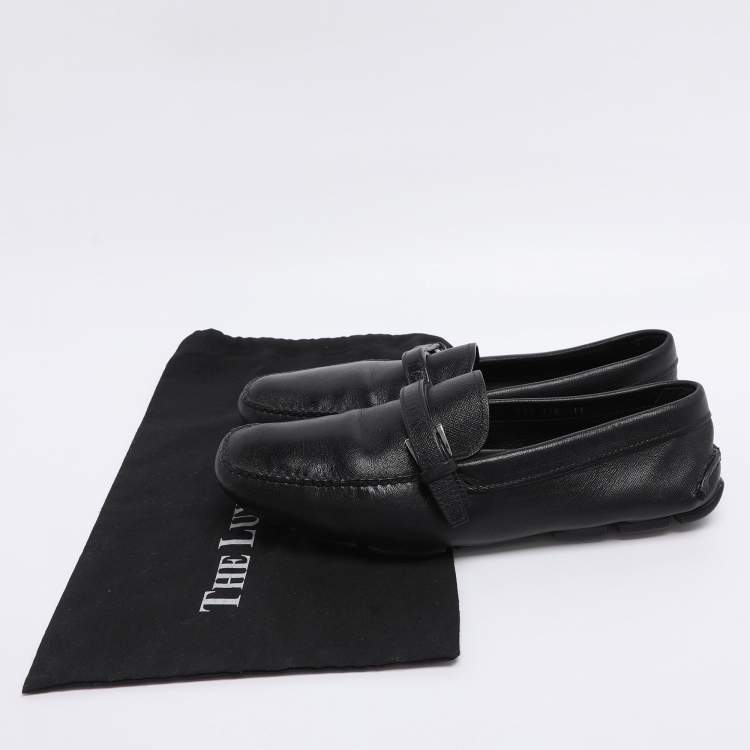 Pre Owned Prada Black Patent Leather Loafers Size 45