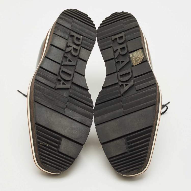Pre Owned Prada Tricolor Brogue Leather Derby Lace Up Sneakers Size 39.5