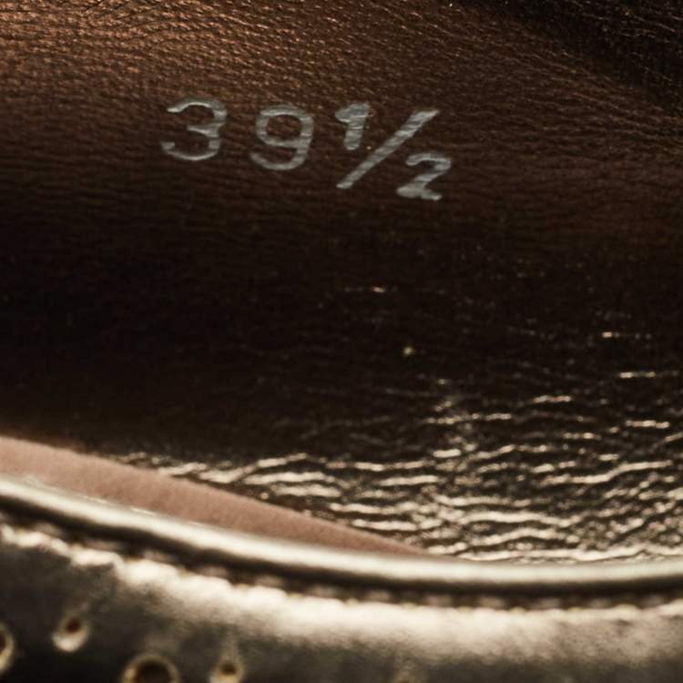 Pre Owned Prada Metallic Brogue Leather Derby Lace Up Sneakers Size 39.5